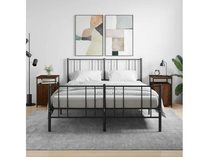 2er-Set Nachttische Nachtschrank Braun Eichen-Optik 40x42x60 cm Holzwerkstoff -RN41654