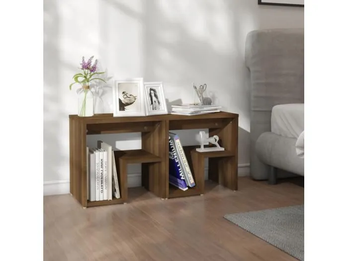 2er-Set Nachttische Nachtschrank Braun Eichen-Optik 40x30x40 cm Holzwerkstoff -RN57858