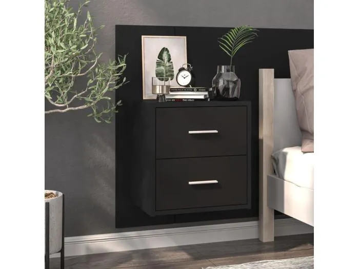 Wand-Nachttisch Nachtschrank Schwarz -RN98655