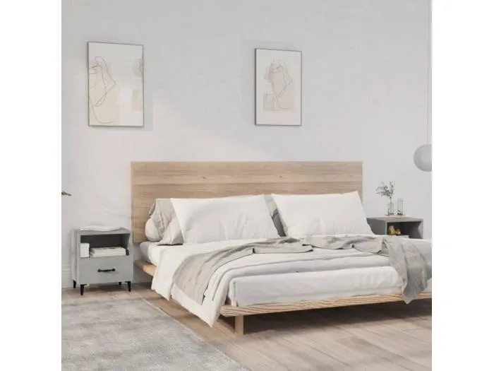 2er-Set Nachttische Nachtschrank Betongrau Holzwerkstoff -RN10113