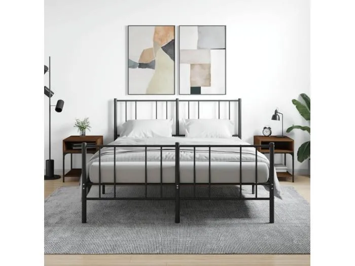 2er-Set Nachttische Nachtschrank Braun Eichen-Optik 40x41x50 cm Holzwerkstoff -RN97396