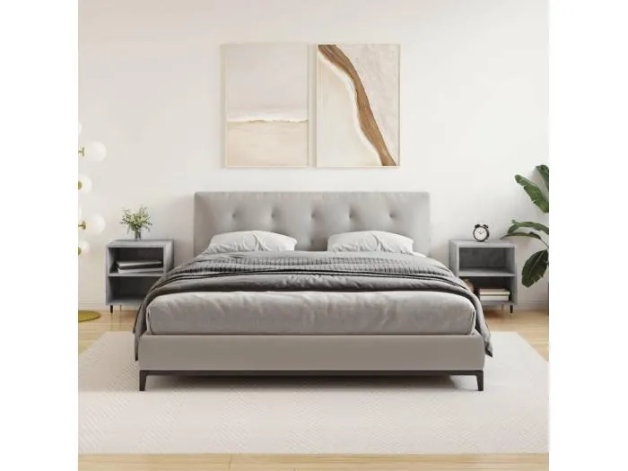 2er-Set Nachttische Nachtschrank Betongrau 40x30x50 cm Holzwerkstoff -RN54524