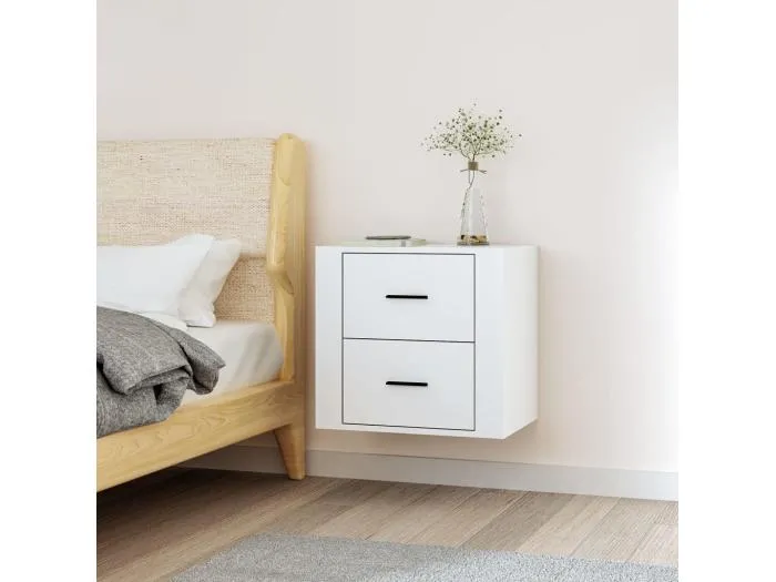 Wand-Nachttisch Nachtschrank Weiß 50x36x47 cm -RN85473