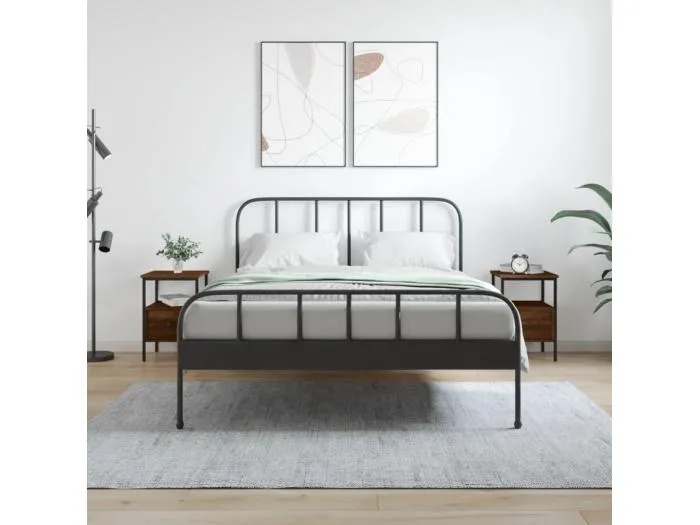 2er-Set Nachttische Nachtschrank Braun Eichen-Optik 34x36x50 cm Holzwerkstoff -RN82206