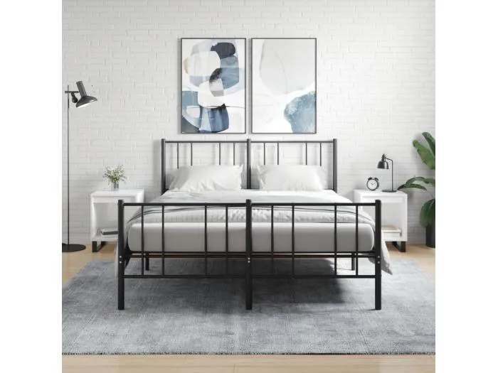 2er-Set Nachttische Nachtschrank Hochglanz-Weiß 40x35x50 cm Holzwerkstoff -RN72054