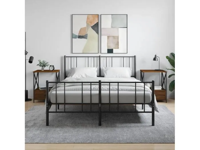 2er-Set Nachttische Nachtschrank Braun Eichen-Optik 50x41x65 cm Holzwerkstoff -RN67294