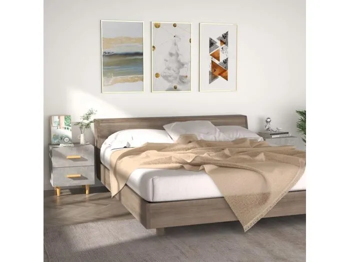 2er-Set Nachttische Nachtschrank Betongrau 40x35x47,5 cm -RN48894