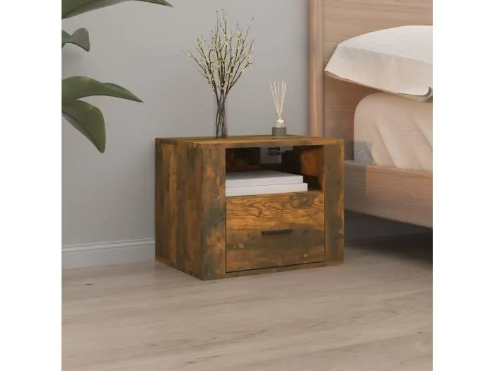 Wand-Nachttisch Nachtschrank Räuchereiche 50x36x40 cm -RN86668