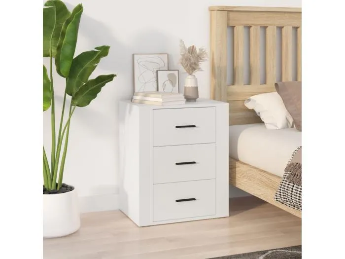 Nachttisch Nachtschrank Weiß 50x36x60 cm Holzwerkstoff -RN47018