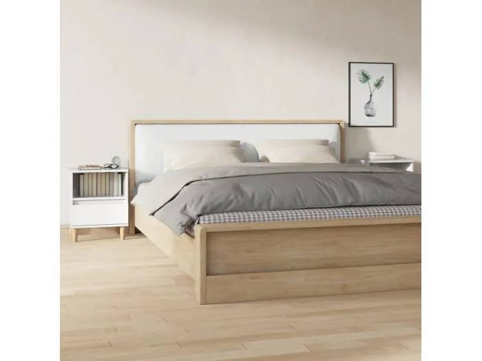 2er-Set Nachttische Nachtschrank Hochglanz-Weiß 40x35x50 cm -RN13957