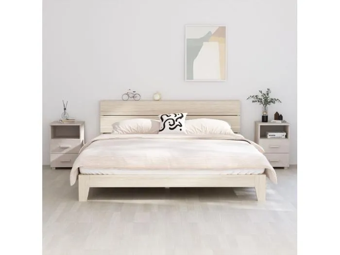 2er-Set Nachttische Nachtschrank HAMAR Weiß 40x35x62 cm Massivholz -RN78221