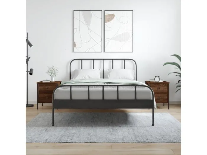 2er-Set Nachttische Nachtschrank Braun Eichen-Optik 40x42x50 cm Holzwerkstoff -RN33600