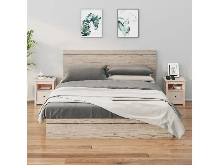 2er-Set Nachttische Nachtschrank 40x35x49 cm Massivholz Kiefer -RN54929