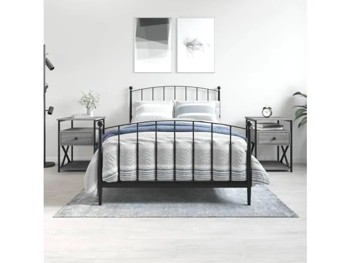 2er-Set Nachttische Nachtschrank Grau Sonoma 40x42x55 cm Holzwerkstoff -RN53730