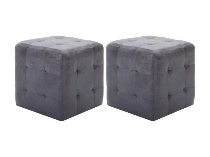 2er-Set Nachttische Nachtschrank Grau 30x30x30 cm Wildleder-Optik -RN32674