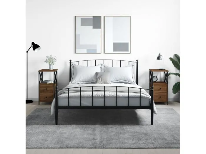 2er-Set Nachttische Nachtschrank Braun Eiche 34x35,5x70 cm Holzwerkstoff -RN90022