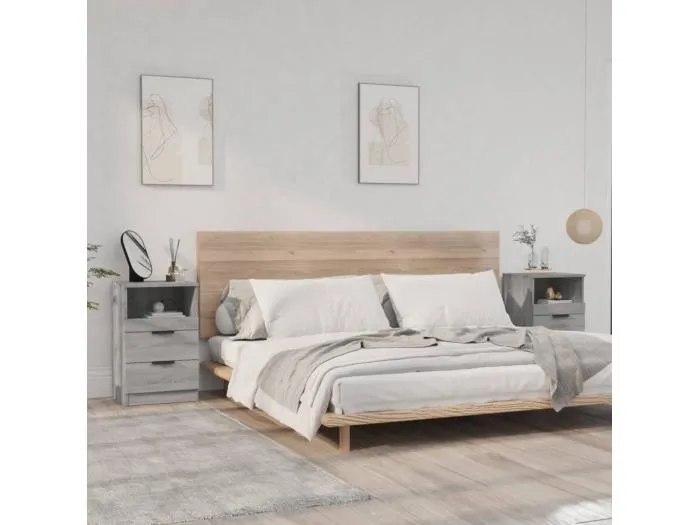 2er-Set Nachttische Nachtschrank Grau Sonoma Holzwerkstoff -RN74866