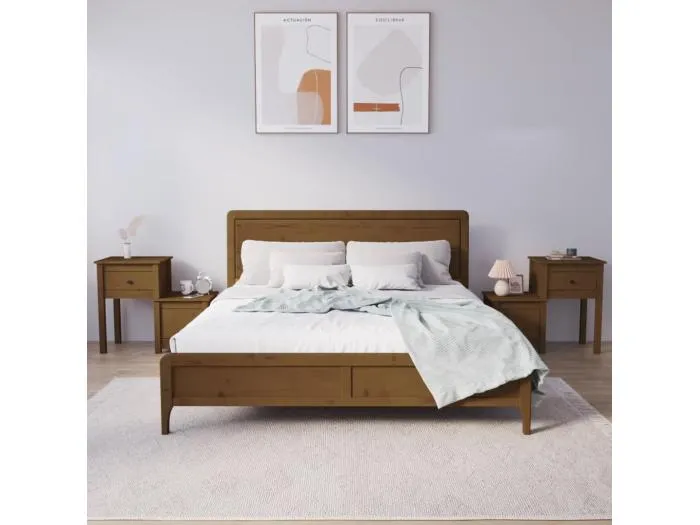 2er-Set Nachttische Nachtschrank Honigbraun 79,5x38x65,5cm Massivholz Kiefer -RN87326