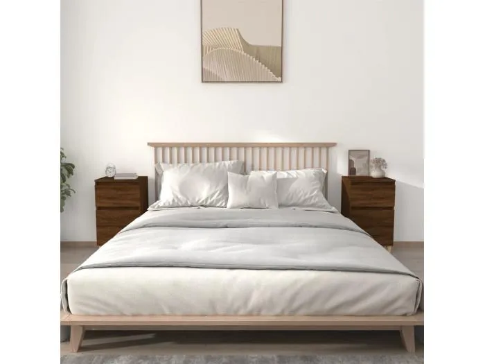 2er-Set Nachttische Nachtschrank Braun Eichen-Optik 40x35x70 cm -RN78047