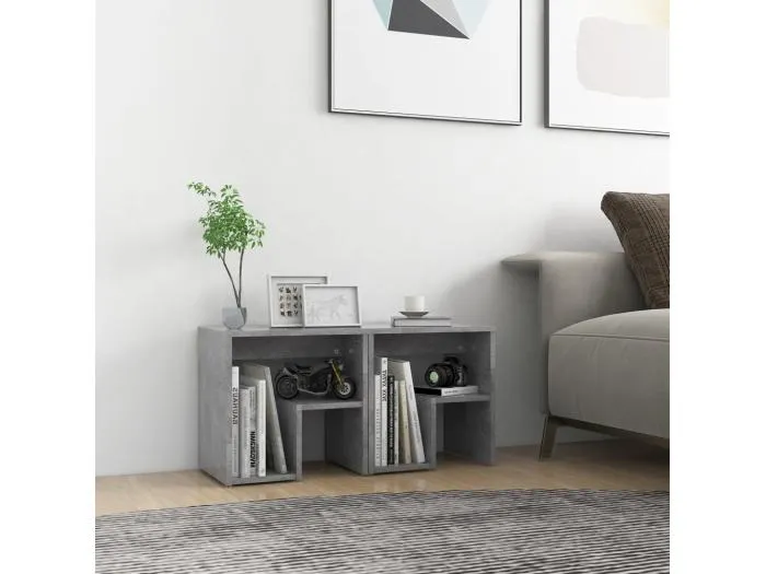 2er-Set Nachttische Nachtschrank Betongrau 40x30x40 cm Holzwerkstoff -RN91463