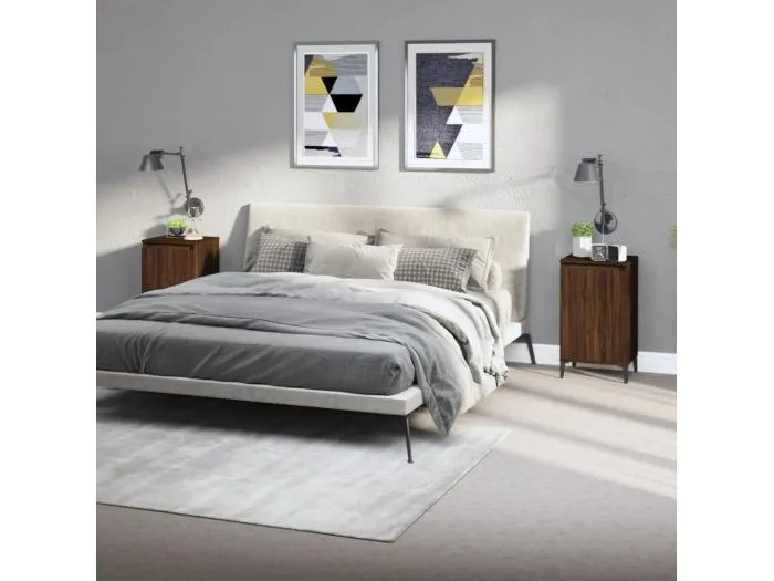 2er-Set Nachttische Nachtschrank Braun Eichen-Optik 40x35x70 cm Holzwerkstoff -RN32364