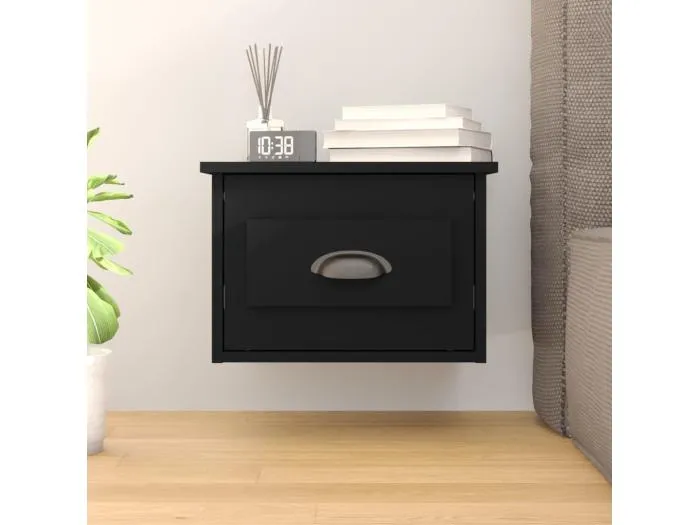 Wand-Nachttisch Nachtschrank Schwarz 41,5x36x28 cm -RN18305