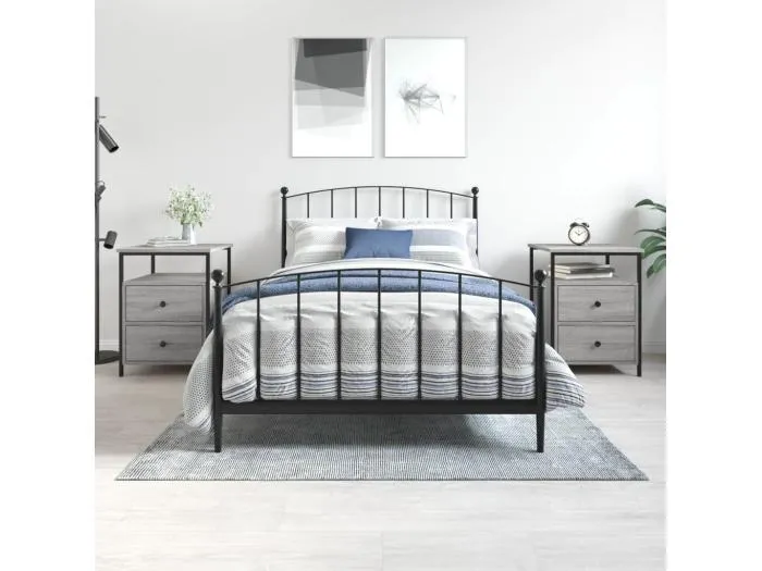 2er-Set Nachttische Nachtschrank Grau Sonoma 44x45x60 cm Holzwerkstoff -RN20906