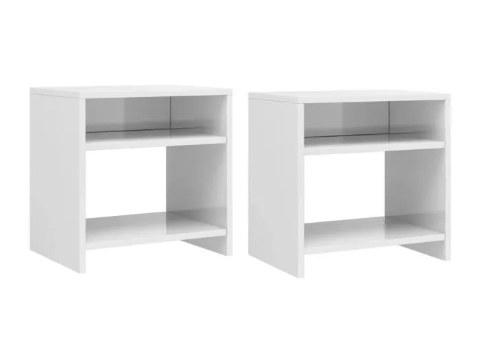 2er-Set Nachttische Nachtschrank Hochglanz-Weiß 40x30x40 cm Holzwerkstoff -RN88953