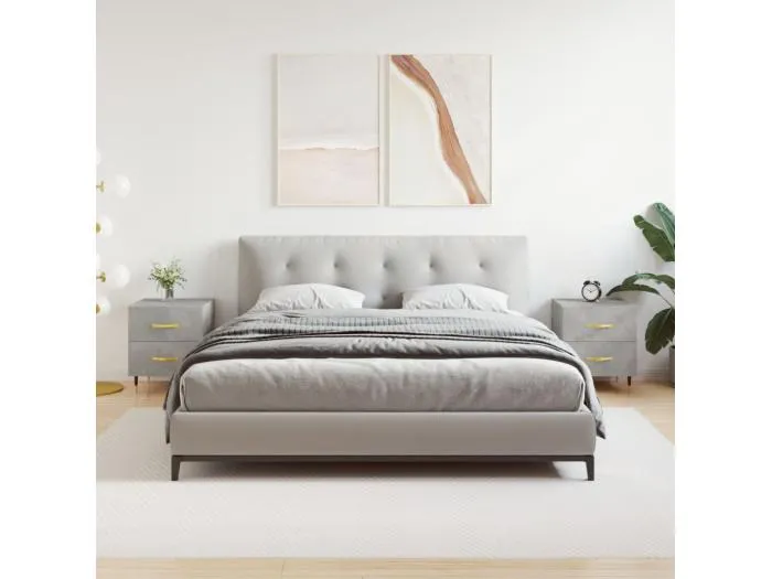 2er-Set Nachttische Nachtschrank Betongrau 40x35x47,5 cm Holzwerkstoff -RN18683