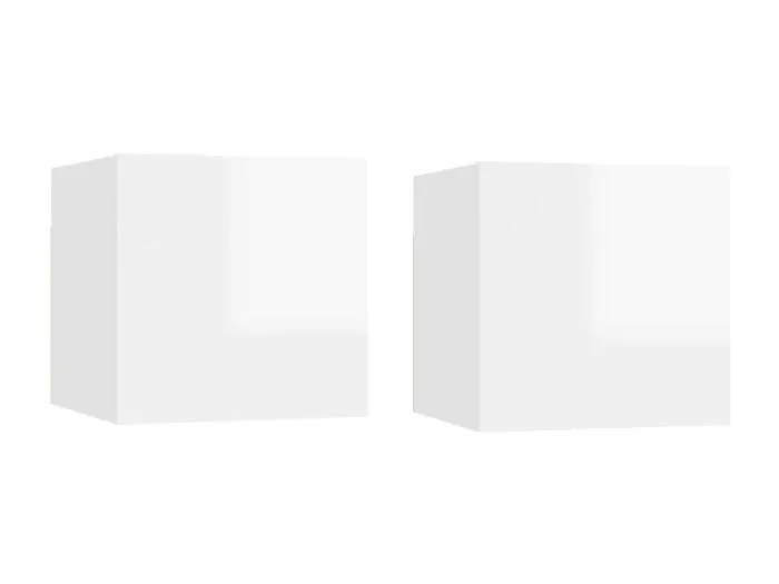 2er-Set Nachttische Nachtschrank Hochglanz-Weiß 30,5x30x30 cm Holzwerkstoff -RN84458