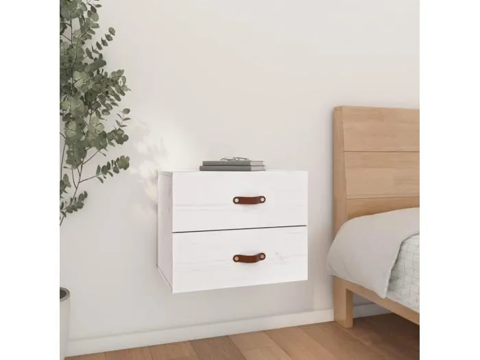 Wand-Nachttisch Nachtschrank Weiß 50x36x40 cm -RN18797