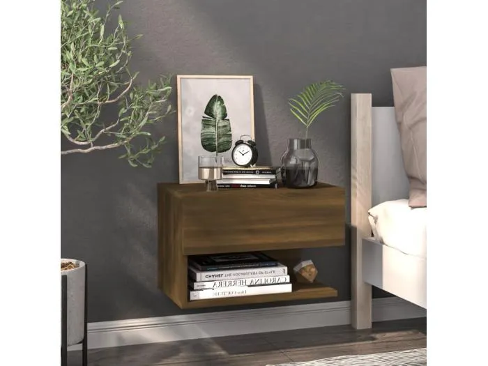 Wand-Nachttisch Nachtschrank Braun Eichen-Optik -RN30960