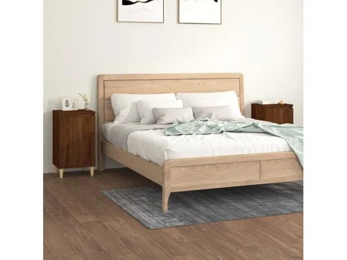 2er-Set Nachttische Nachtschrank Braun Eichen-Optik 40x35x70 cm Holzwerkstoff -RN76231