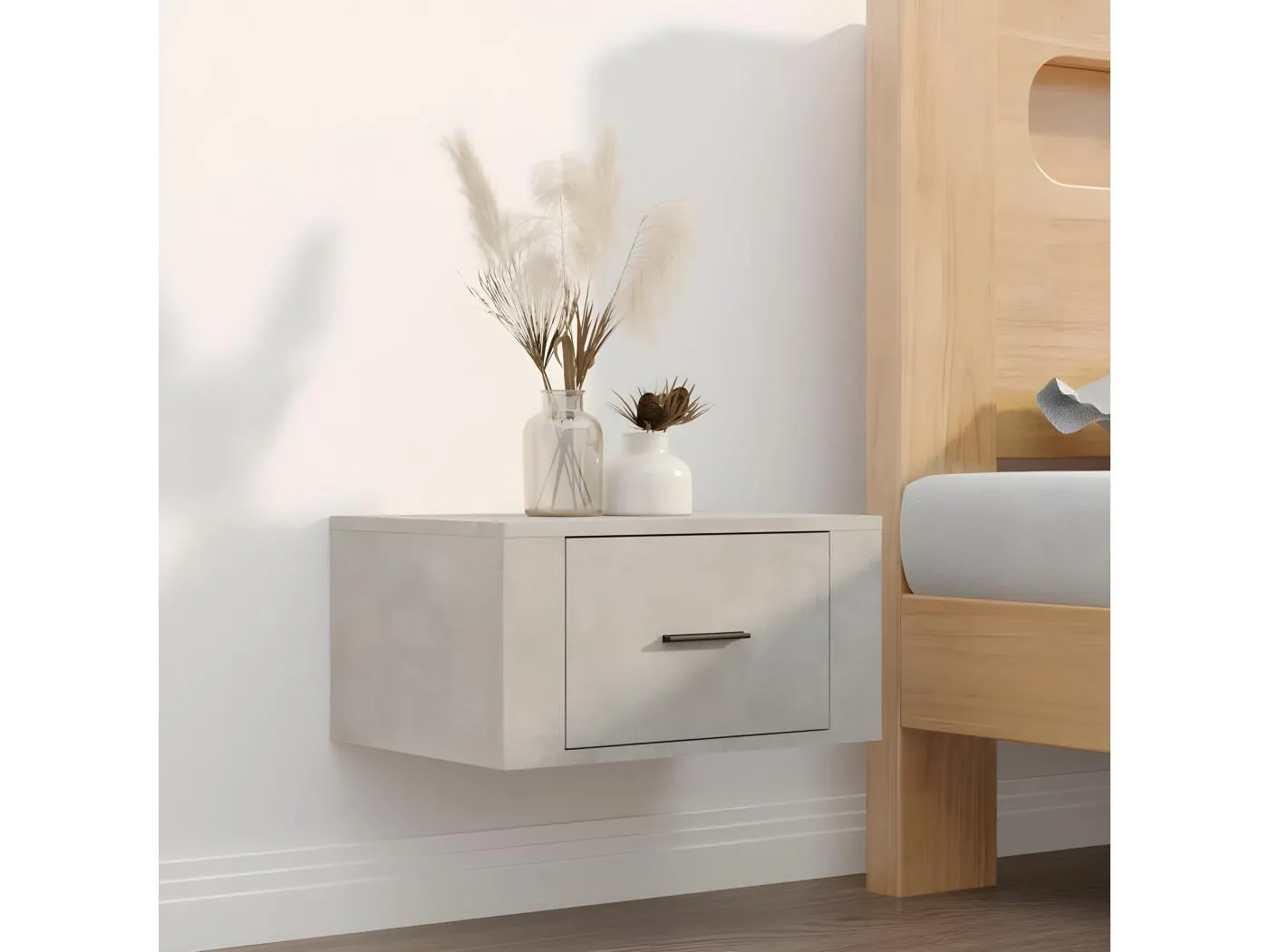 Wand-Nachttisch Betongrau Nachtschrank 50x36x25 cm -RN88921