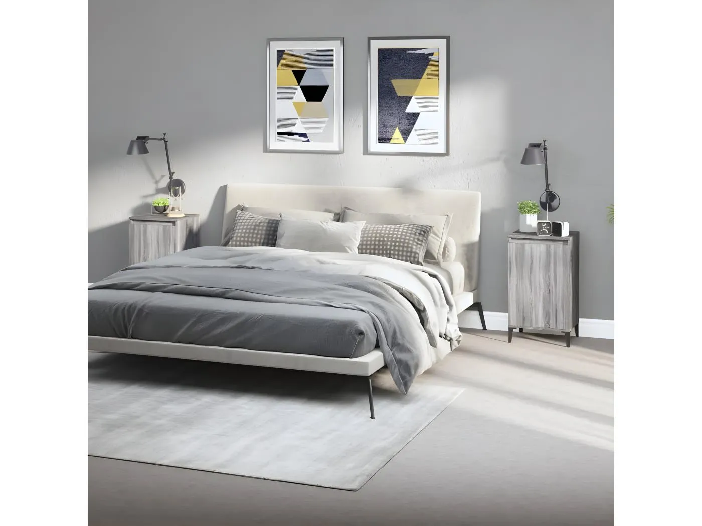 2er-Set Nachttische Nachtschrank Grau Sonoma 40x35x70 cm Holzwerkstoff -RN46165