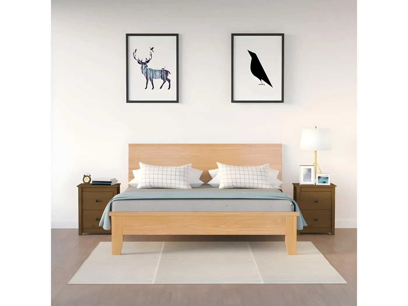 2er-Set Nachttische Nachtschrank Honigbraun 50x35x61,5 cm Massivholz Kiefer -RN78880