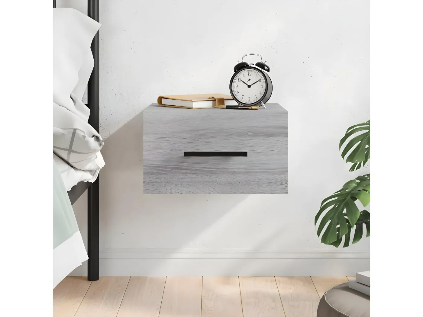 Wand-Nachttisch Grau Nachtschrank Sonoma 35x35x20 cm -RN57661