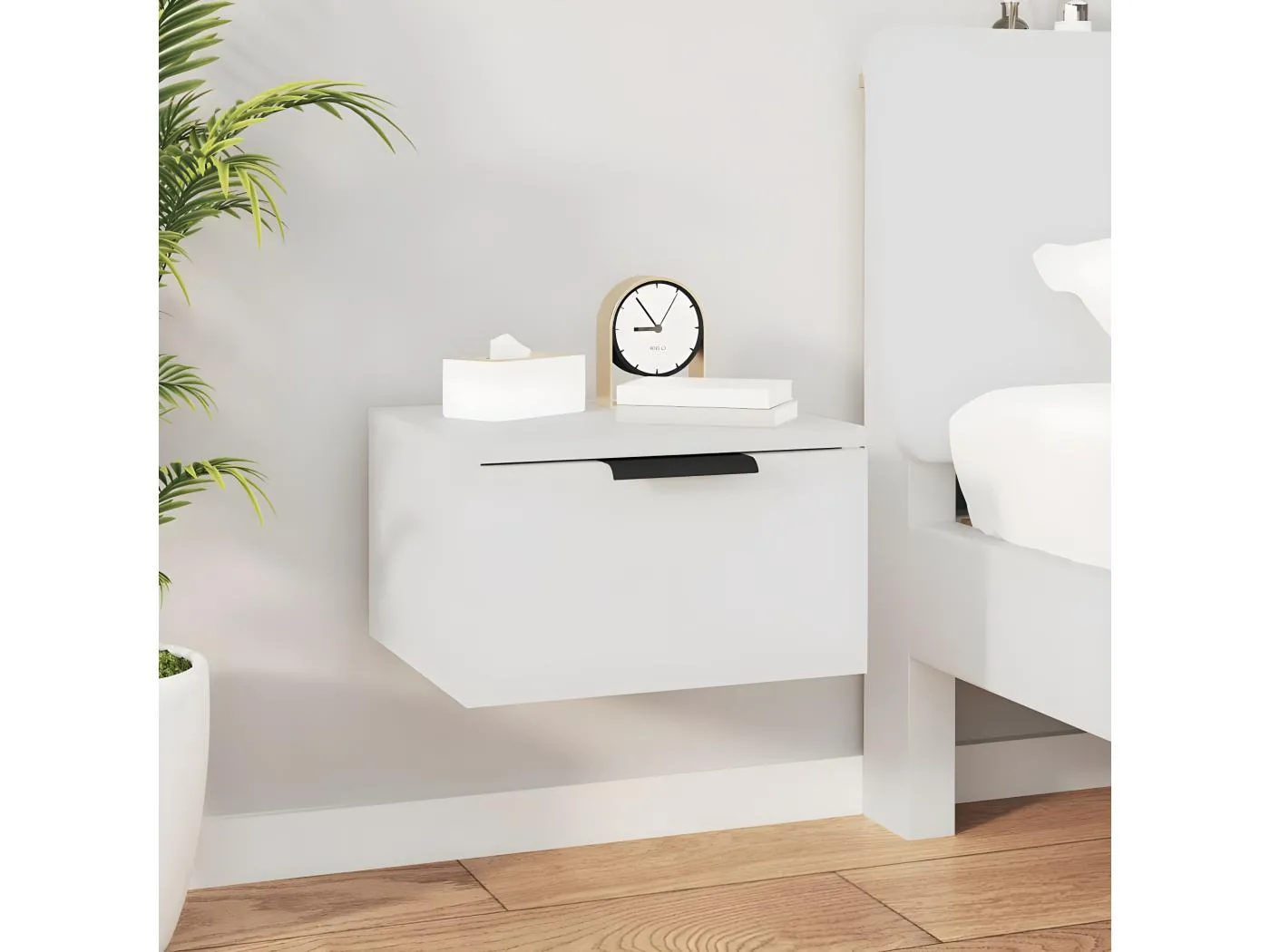 Wand-Nachttisch Nachtschrank Weiß 34x30x20 cm -RN94759