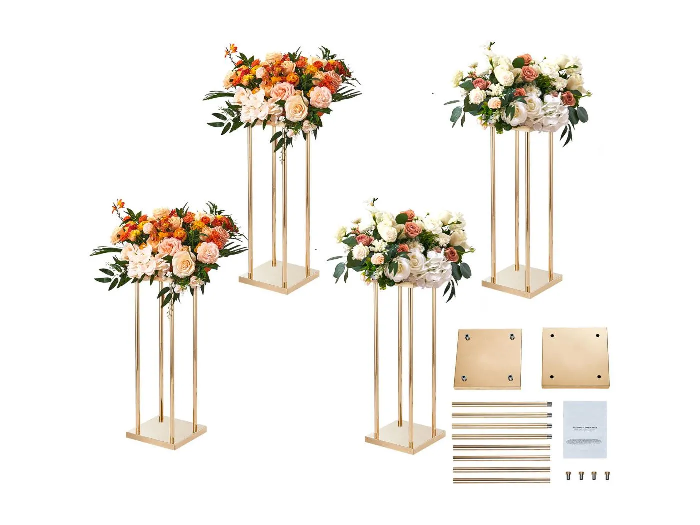 Trauerblumen-Säulenhalter SucceBuy, 4 Stücke, Zylindrischer Metallaufsteller 60 cm, Hochzeitsdekoration