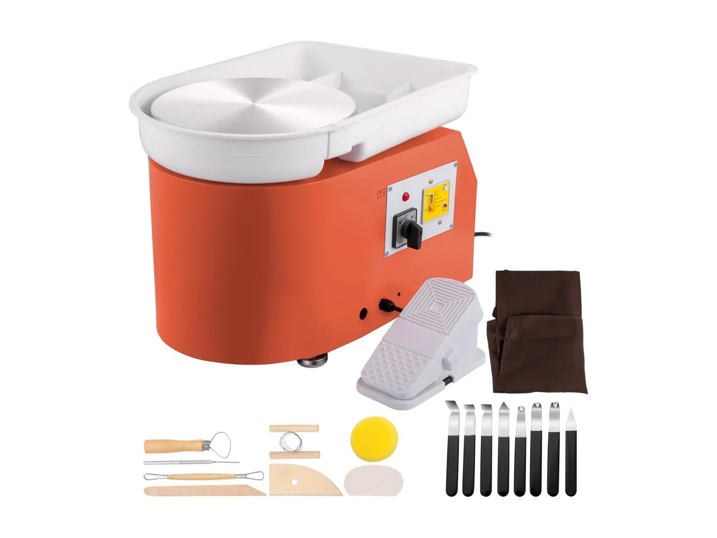 11 Zoll Orange Keramik Töpferrad SucceBuy mit Fußpedal und Skulpturwerkzeugen (Töpferrad aus Keramik mit Fußpedal)