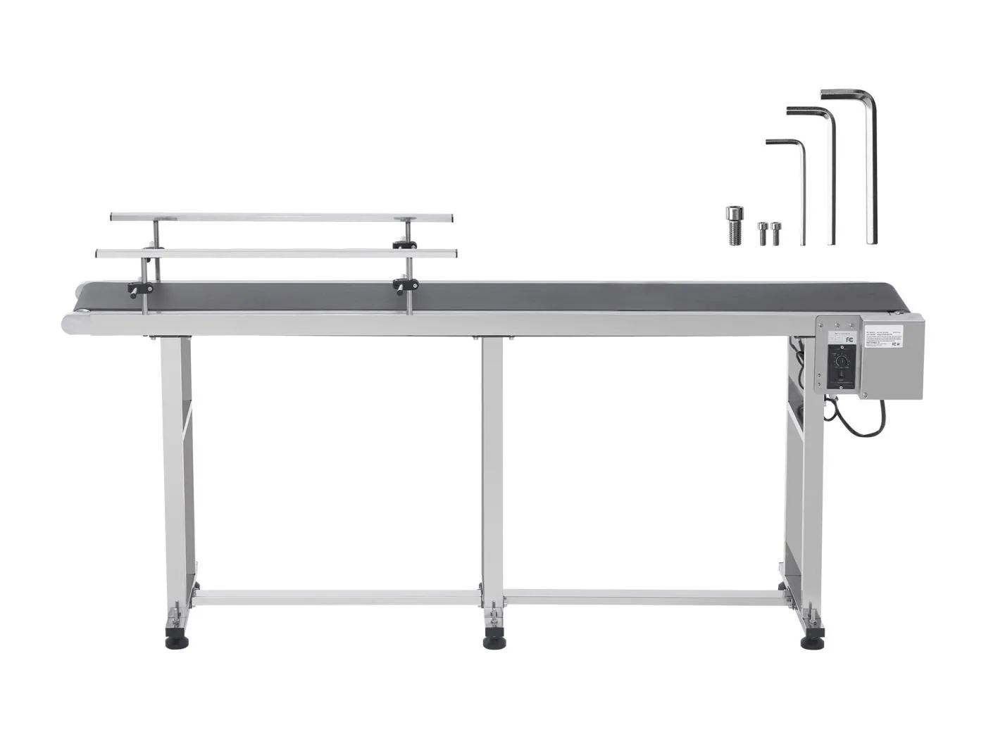 Bandförderer SucceBuy Förderband 180 x 20 cm mit Doppeltem Geländer aus Edelstahl und PVC