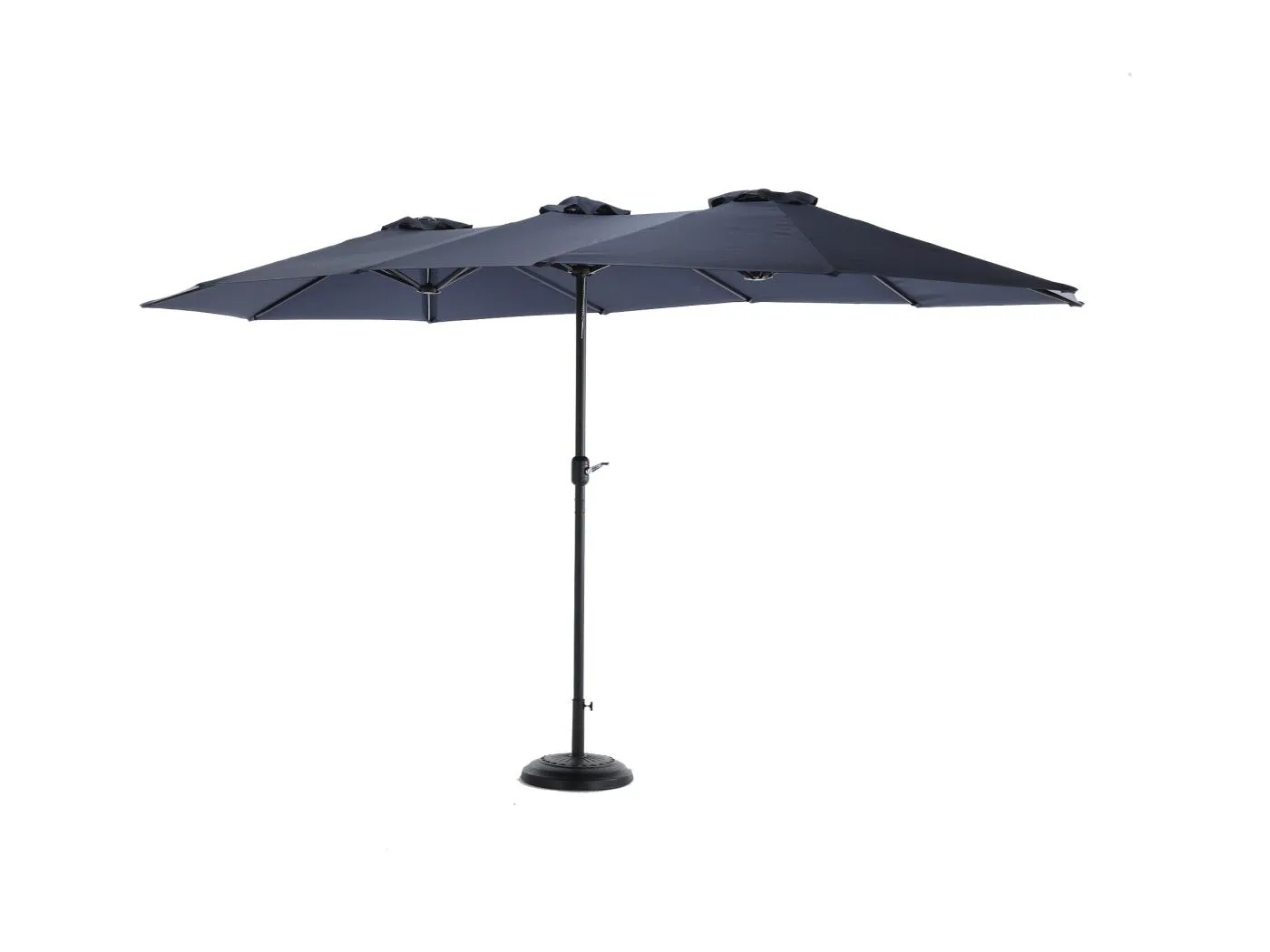 Deportiertes Parasol - in Stahl und 100% Polyester Stoff - für Balkon Strandgarten - ohne Basis - 453x267x255 cm - Nachtblau