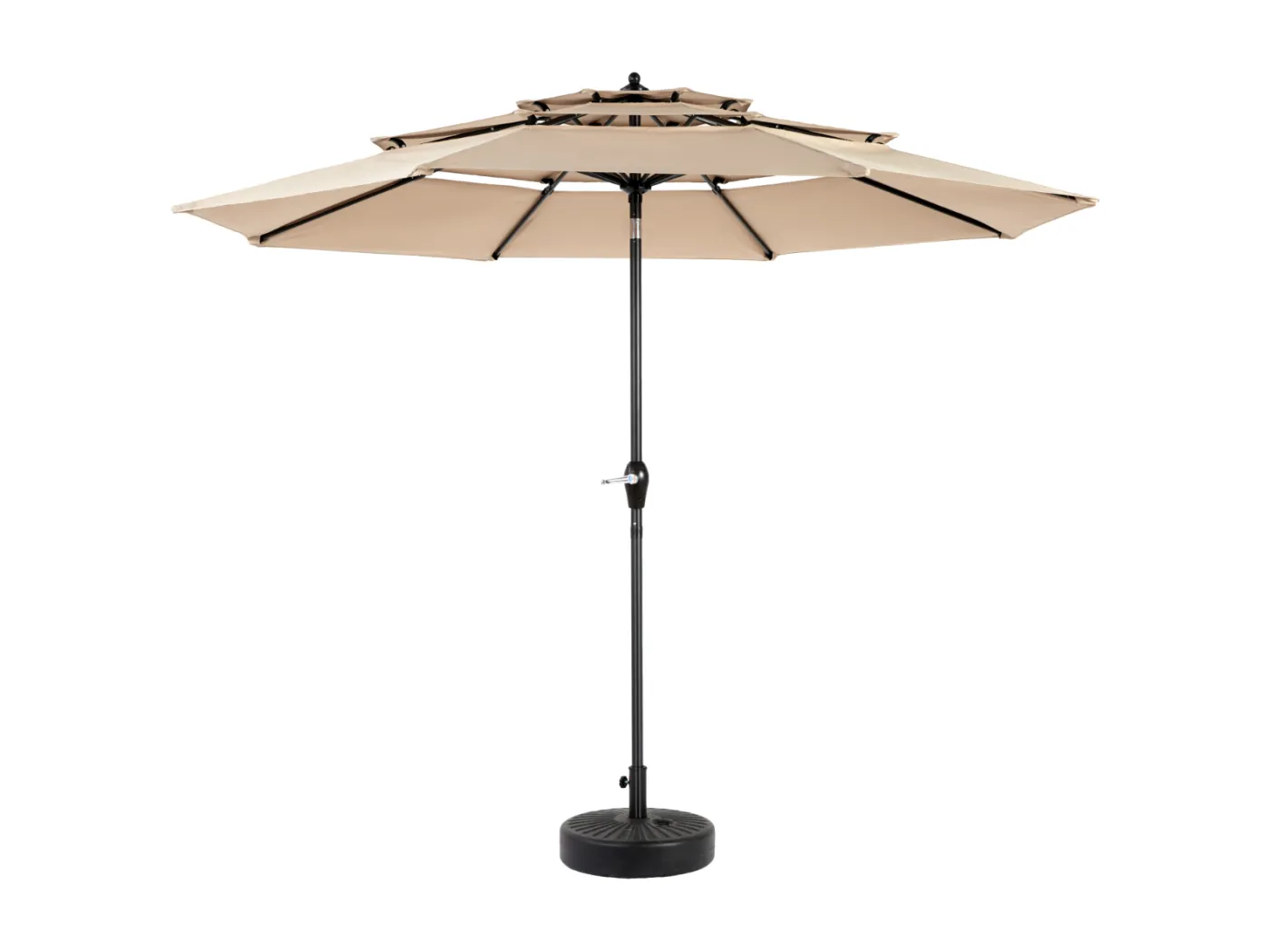Deportiertes Stahl Parasol - 100% Polyester Stoff - Für Strandgartenbalkon - ohne Basis - 294x294x250 cm - Khaki - Khaki