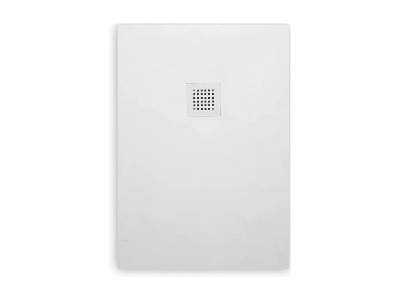 "Milano" schmale rechteckige Duschwanne aus Kunstharz in Steinoptik, weiß, rutschfest, 80x100h cm