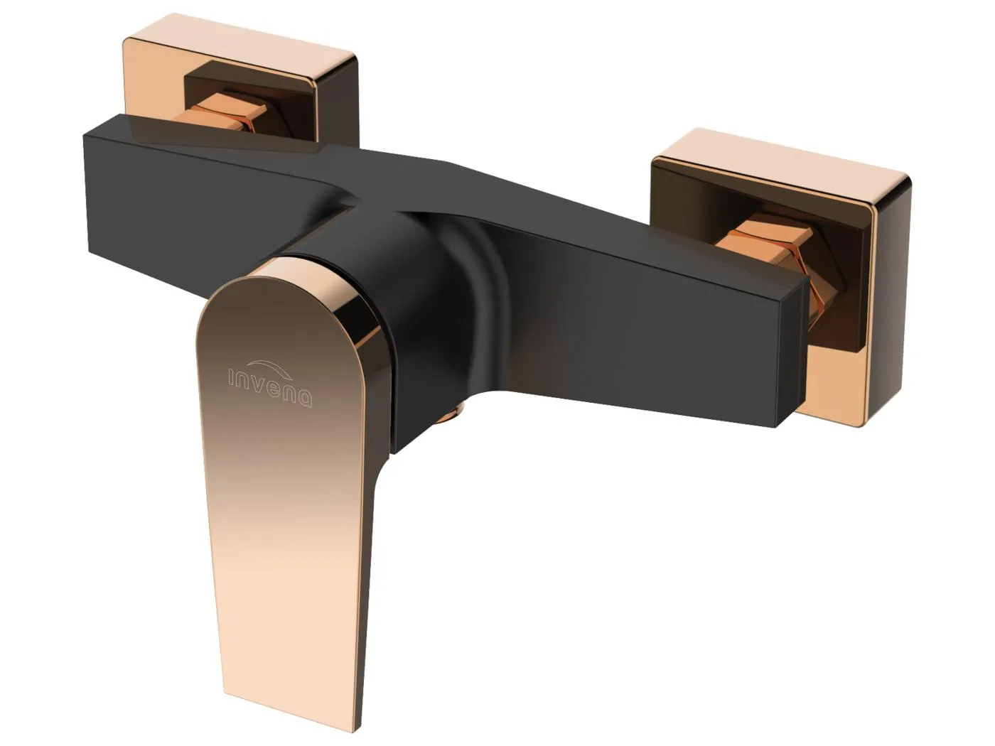 Schwarz/Rosé Gold Messing Badezimmer-Duscharmatur Einhebel-Wandbatterie