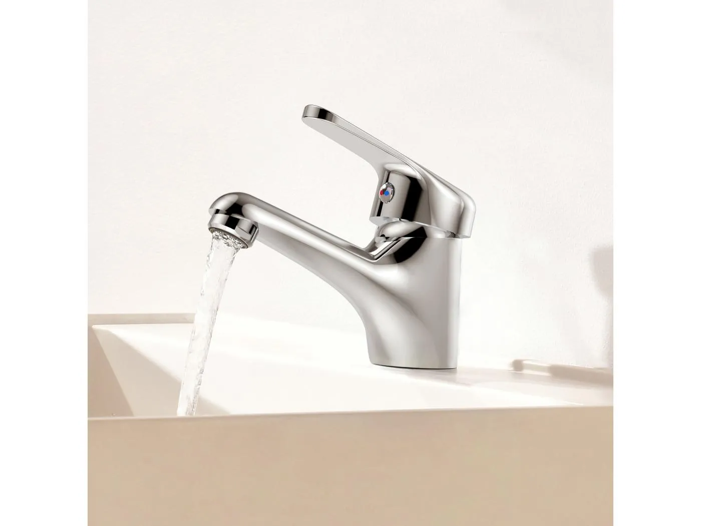 Auralum MAX Einloch-Waschtischarmatur ohne Zugstangen-Ablaufgarnitur, verchromte Badarmatur, Waschtischarmatur aus Messing, abnehmbarer Luftsprudler