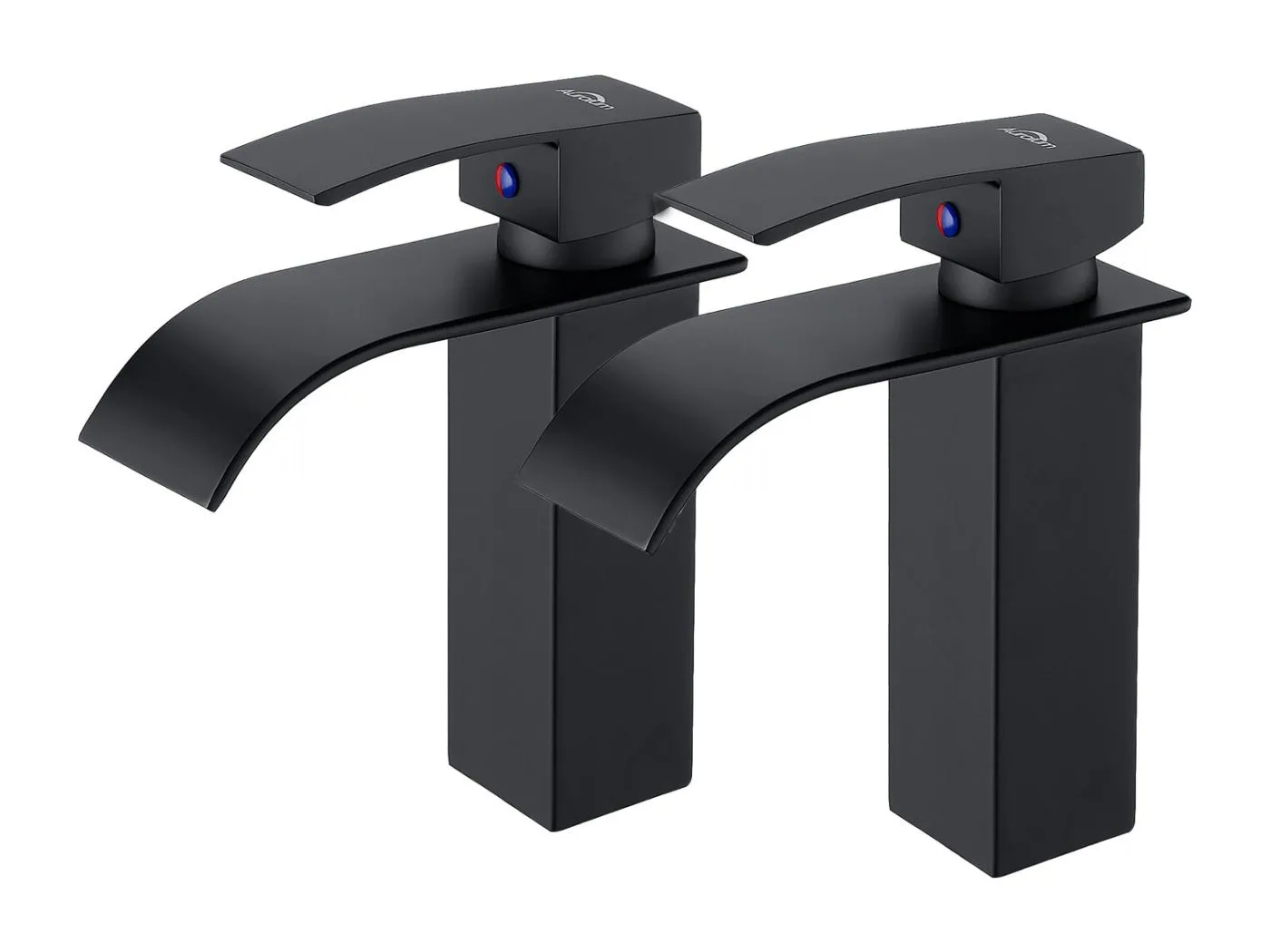 STK Moderner schwarzer Wasserfall-Waschtischhahn, Mischbatterie, Badezimmer-Waschbeckenhahn für Aufsatzwaschbecken, geeignet für Einbauwaschbecken
