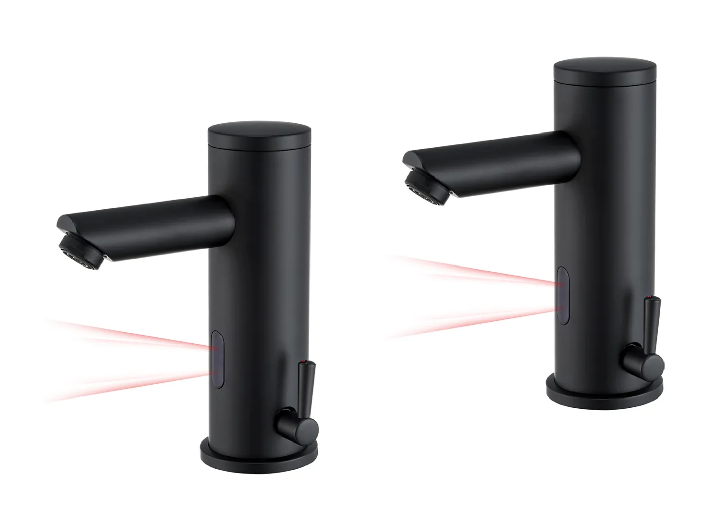 Auralum max Elektronischer Infrarot-Waschtischmischer, Kalt-/Warmwasser-Automatikmischer, Messing, automatischer Waschbeckenhahn, 2 Stück, Schwarz