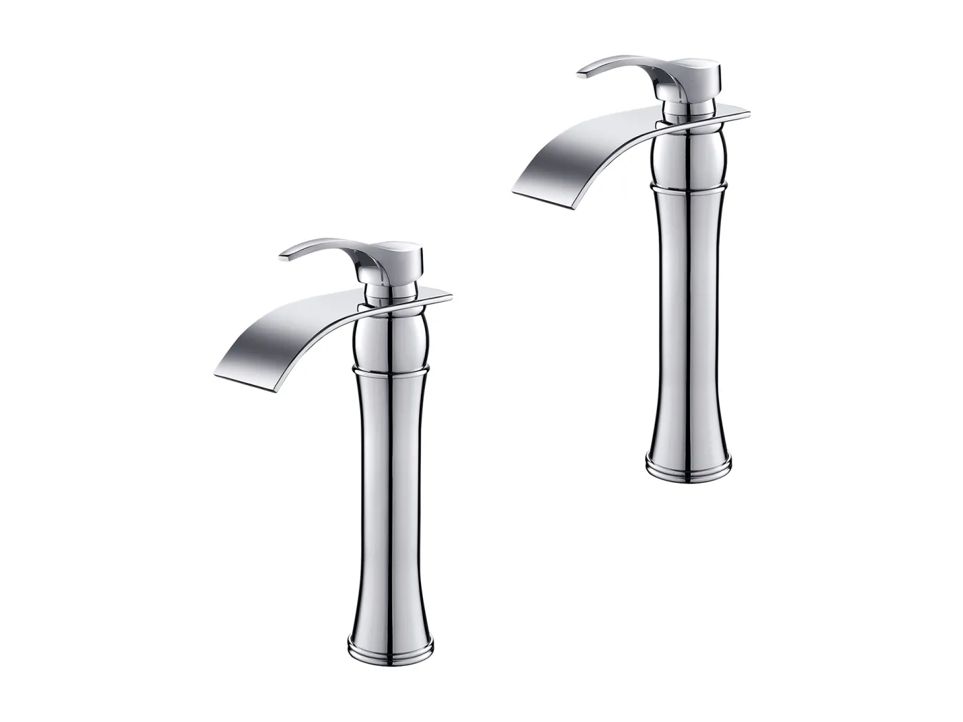 AuraLum Max 2-teiliger Wasserfall-Waschtischmischer, Einhebel-Waschtischarmatur, hoher Auslauf, Aufsatzwaschtischarmatur – Messing, Chrom, EU-Modell