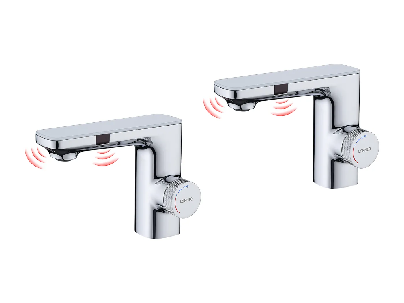 2 stücke Lonheomax Chrom Automatische Infrarot Wasserhahn mit Abnehmbarem Bubbler Dual Induction Waschbecken Mischbatterie Heiß/Kalt Wasser Bad Wasserhahn